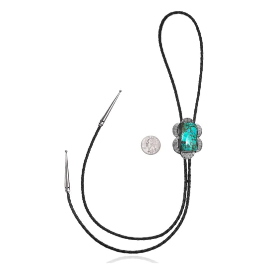 Flower .925 Sterling Silver Handmade Navajo Native American Natural Turquoise Bolo Tie 34259 Flower .925 Sterling Silver Handmade Navajo Native American Natural Turquoise Bolo Tie 34259