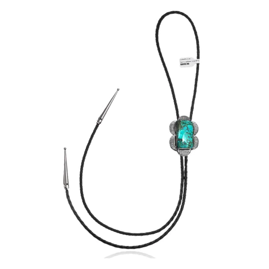 Flower .925 Sterling Silver Handmade Navajo Native American Natural Turquoise Bolo Tie 34259 Flower .925 Sterling Silver Handmade Navajo Native American Natural Turquoise Bolo Tie 34259