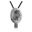 Feather .925 Sterling Silver Handmade Navajo Native American Black Onyx Bolo Tie 34276
