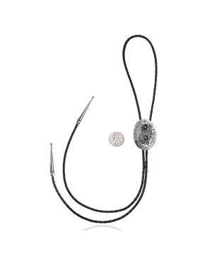 Feather .925 Sterling Silver Handmade Navajo Native American Black Onyx Bolo Tie 34276 Feather .925 Sterling Silver Handmade Navajo Native American Black Onyx Bolo Tie 34276