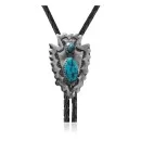 Arrowhead Feather Handmade Navajo 925 Sterling Silver Natural Turquoise Bolo Tie 34277