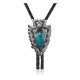 Arrowhead, Feather Handmade Certified Authentic Navajo .925 Sterling Silver Native American Natural Turquoise Bolo Tie 34277