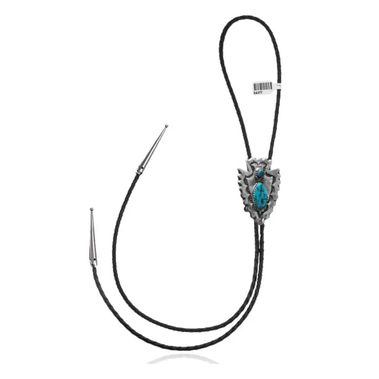 Arrowhead, Feather Handmade Navajo .925 Sterling Silver Native American Natural Turquoise Bolo Tie 34277 Arrowhead, Feather Handmade Navajo .925 Sterling Silver Native American Natural Turquoise Bolo Tie 34277