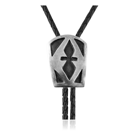 Cross .925 Sterling Silver Certified Authentic Handmade Navajo Native American Bolo Tie 34278 Cross .925 Sterling Silver Certified Authentic Handmade Navajo Native American Bolo Tie 34278