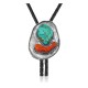 Handmade Certified Authentic Navajo .925 Sterling Silver Native American Natural Turquoise Coral Bolo Tie 34279