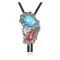 Large Feather .925 Sterling Silver Handmade Navajo Native American Natural Turquoise Coral Bolo Tie 34285