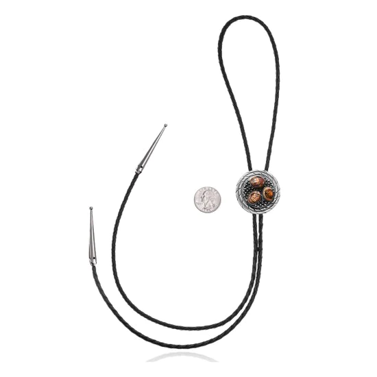 Handmade Navajo .925 Sterling Silver Native American Opal Bolo Tie 34287 Handmade Navajo .925 Sterling Silver Native American Opal Bolo Tie 34287