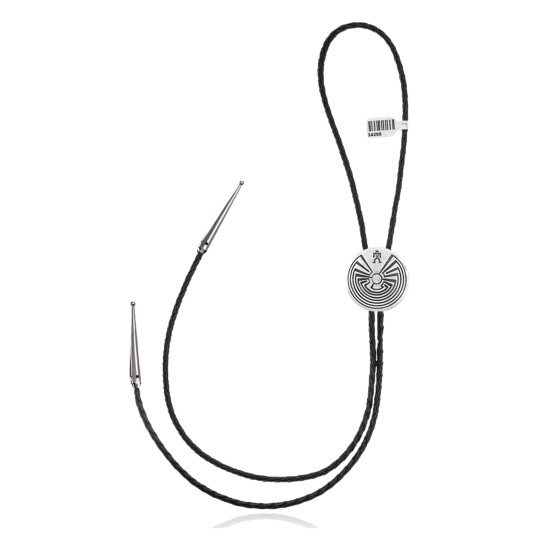 Man in the Maze .925 Sterling Silver Certified Authentic Handmade Navajo Native American Bolo Tie 34290