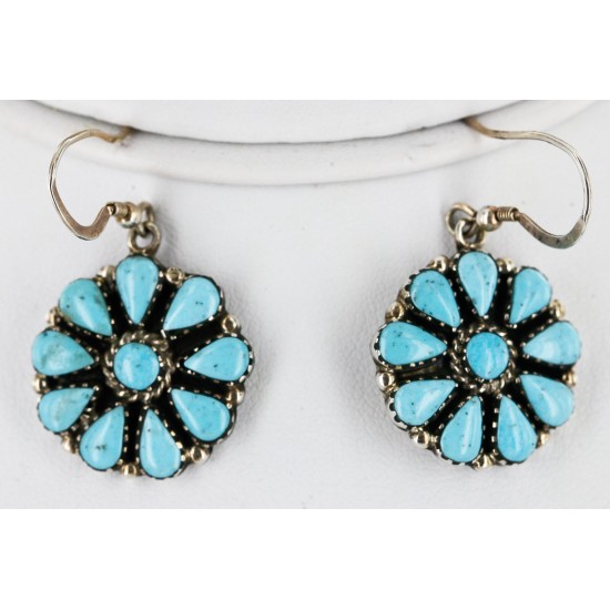Handmade Certified Authentic Navajo .925 Sterling Silver Natural Turquoise Set Native American Necklace Earrings 15789-14644
