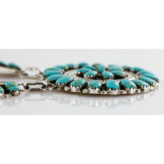 Handmade Certified Authentic Navajo .925 Sterling Silver Natural Turquoise Set Native American Necklace Earrings 15789-14644