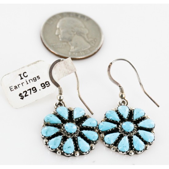 Handmade Certified Authentic Navajo .925 Sterling Silver Natural Turquoise Set Native American Necklace Earrings 15789-14644