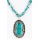 .925 Sterling Silver Handmade Certified Authentic Navajo Natural Turquoise Native American Necklace 15055-15409