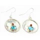 Handmade Navajo .925 Sterling Silver Dangle Native American Earrings Natural Turquoise Coral 18080-1 Handmade Navajo .925 Sterling Silver Dangle Native American Earrings Natural Turquoise Coral 18080-1