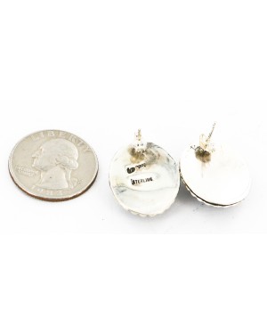 Certified Authentic Handmade Navajo .925 Sterling Silver Hooks Stud Native American Earrings Natural Black Onyx 24377