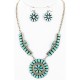 Handmade Certified Authentic Navajo .925 Sterling Silver Natural Turquoise Set Native American Necklace Earrings 15789-14644