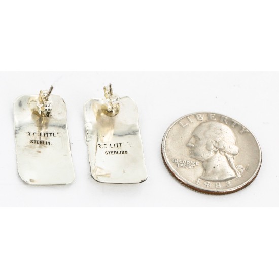 Handmade Certified Authentic Navajo .925 Sterling Silver Stud Native American Earrings 24374