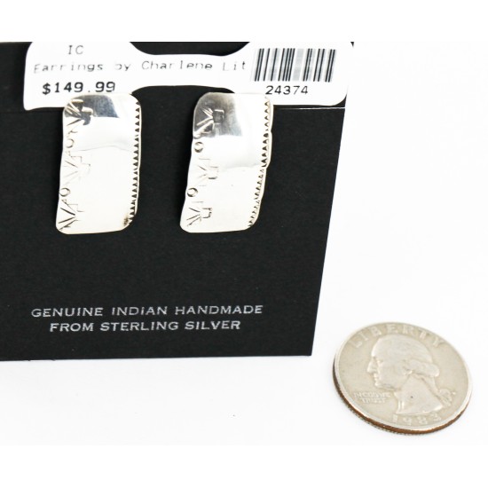 Handmade Certified Authentic Navajo .925 Sterling Silver Stud Native American Earrings 24374