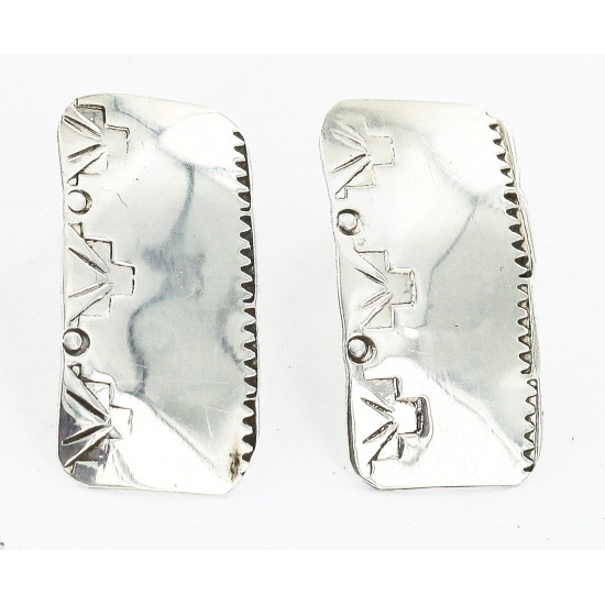 Handmade Certified Authentic Navajo .925 Sterling Silver Stud Native American Earrings 24374