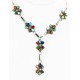 Petit Point Handmade Certified Authentic Zuni .925 Sterling Silver Multicolor Stones and Turquoise Native American Necklace 15903