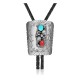 Feather .925 Sterling Silver Certified Authentic Handmade Navajo Native American Natural Turquoise Bolo Tie 34302