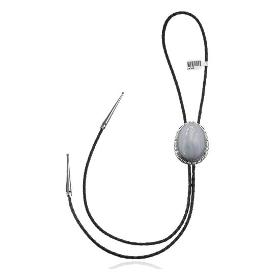 Handmade Navajo .925 Sterling Silver Native American Agate Bolo Tie 34305 Handmade Navajo .925 Sterling Silver Native American Agate Bolo Tie 34305