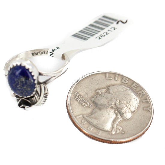 Handmade Certified Authentic Navajo .925 Sterling Silver Natural Lapis Native American Ring  26212-2