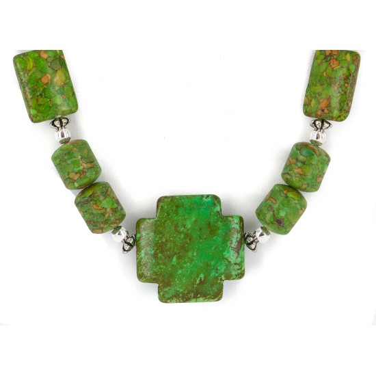 .925 Sterling Silver Cross Certified Authentic Navajo Gaspeite Native American Necklace 24518-4 .925 Sterling Silver Cross Certified Authentic Navajo Gaspeite Native American Necklace 24518-4