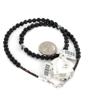 .925 Sterling Silver Certified Authentic Navajo Natural White Buffalo Black Onyx Native American Necklace 18301-15786 .925 Sterling Silver Certified Authentic Navajo Natural White Buffalo Black Onyx Native American Necklace 18301-15786
