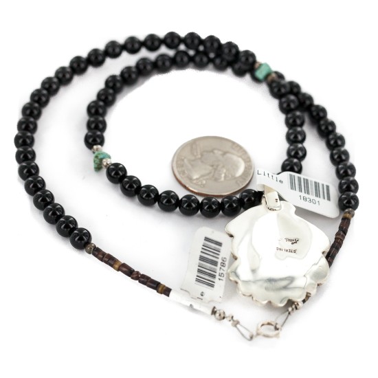 .925 Sterling Silver Certified Authentic Navajo Natural White Buffalo Black Onyx Native American Necklace 18301-15786 .925 Sterling Silver Certified Authentic Navajo Natural White Buffalo Black Onyx Native American Necklace 18301-15786