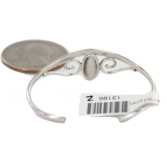 Handmade Navajo .925 Sterling Silver Blue Opal Native American Baby Bracelet 13186-2 Handmade Navajo .925 Sterling Silver Blue Opal Native American Baby Bracelet 13186-2