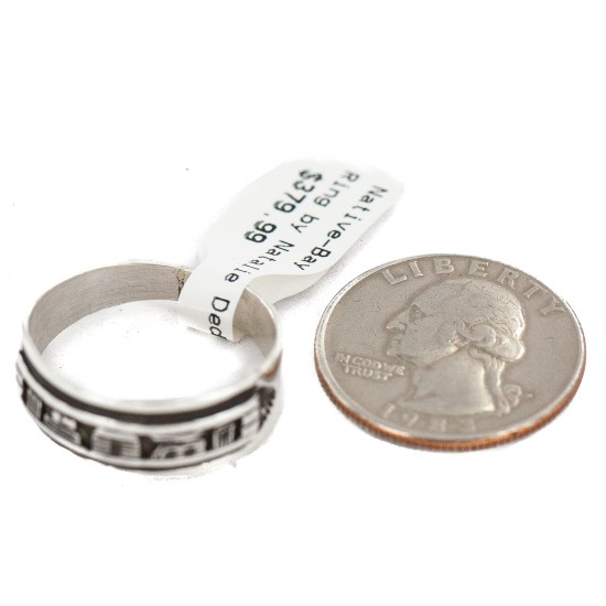 .925 Sterling Silver Certified Authentic Hopi Story Teller Native American Ring Size 12 18306