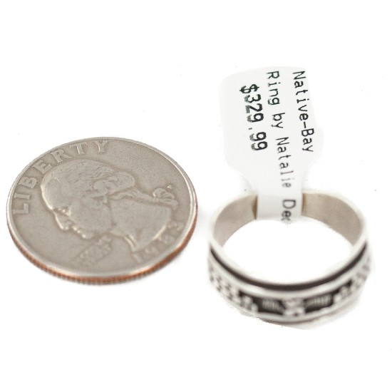 .925 Sterling Silver Certified Authentic Hopi Native American Ring Size 7 1/2 18309