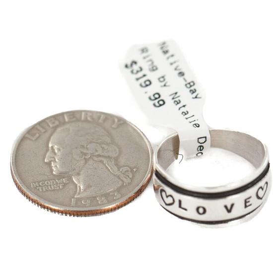 .925 Sterling Silver Certified Authentic Hopi Love Native American Ring  18308-1