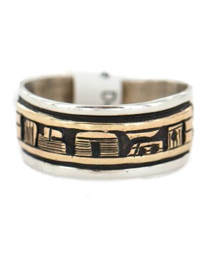12k Gold Filled .925 Sterling Silver Certified Authentic Hopi Story Teller Native American Ring  18307