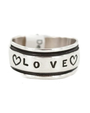 .925 Sterling Silver Certified Authentic Hopi Love Native American Ring  18308-1