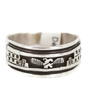 .925 Sterling Silver Certified Authentic Hopi Native American Ring Size 8 18310-3