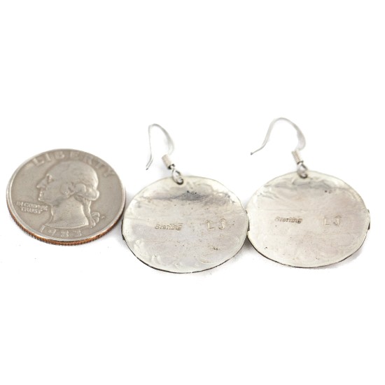 .925 Sterling Silver Certified Authentic Hopi Story Teller Native American Dangle Earrings 13184