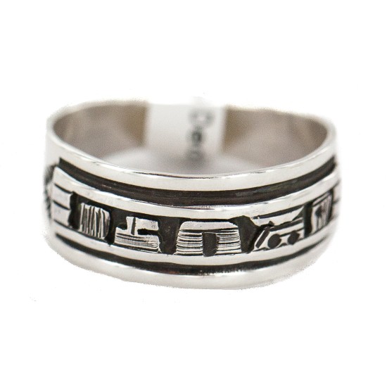 .925 Sterling Silver Certified Authentic Hopi Story Teller Native American Ring Size 10 18310-1