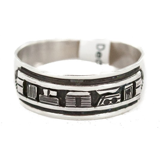 .925 Sterling Silver Certified Authentic Hopi Story Teller Native American Ring Size 13 18306-1