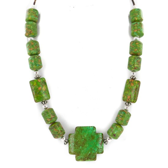 .925 Sterling Silver Cross Certified Authentic Navajo Gaspeite Native American Necklace 24518-4 .925 Sterling Silver Cross Certified Authentic Navajo Gaspeite Native American Necklace 24518-4