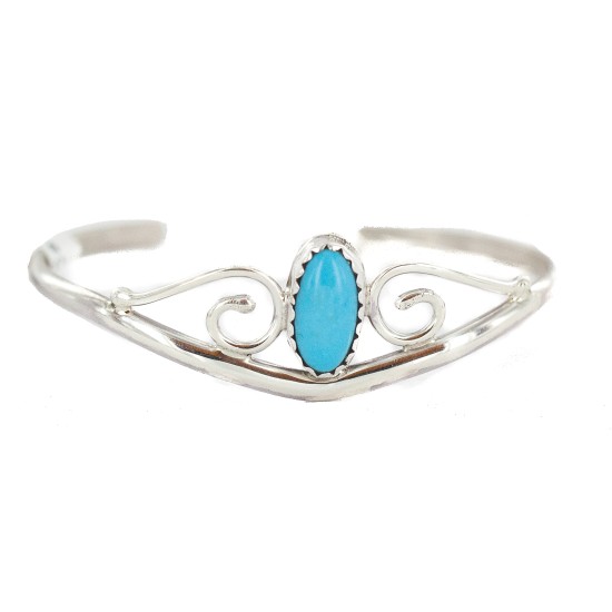 Handmade Certified Authentic Navajo .925 Sterling Silver Natural Turquoise Native American Baby Bracelet  13186-1