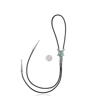 Butterfly .925 Sterling Silver Certified Authentic Handmade Navajo Native American Natural Turquoise Bolo Tie 34317