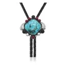 Feather .925 Sterling Silver Handmade Navajo Native American Natural Turquoise Coral Black Onyx Bolo Tie 34320
