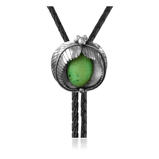 Feather .925 Sterling Silver Certified Authentic Handmade Navajo Native American Natural Turquoise Bolo Tie 34322 Feather .925 Sterling Silver Certified Authentic Handmade Navajo Native American Natural Turquoise Bolo Tie 34322