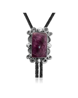 Swirl .925 Sterling Silver Certified Authentic Handmade Navajo Native American Spiny Oyster Bolo Tie 34325
