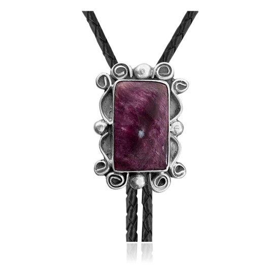 Swirl .925 Sterling Silver Certified Authentic Handmade Navajo Native American Spiny Oyster Bolo Tie 34325 Swirl .925 Sterling Silver Certified Authentic Handmade Navajo Native American Spiny Oyster Bolo Tie 34325