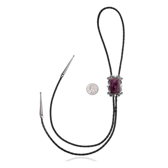 Swirl .925 Sterling Silver Certified Authentic Handmade Navajo Native American Spiny Oyster Bolo Tie 34325 Swirl .925 Sterling Silver Certified Authentic Handmade Navajo Native American Spiny Oyster Bolo Tie 34325