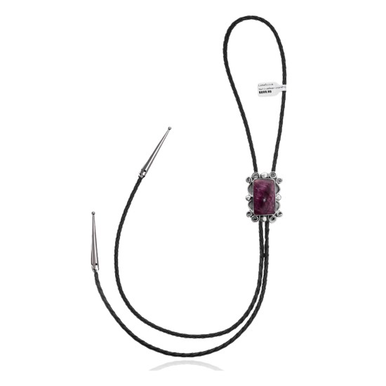 Swirl .925 Sterling Silver Certified Authentic Handmade Navajo Native American Spiny Oyster Bolo Tie 34325 Swirl .925 Sterling Silver Certified Authentic Handmade Navajo Native American Spiny Oyster Bolo Tie 34325
