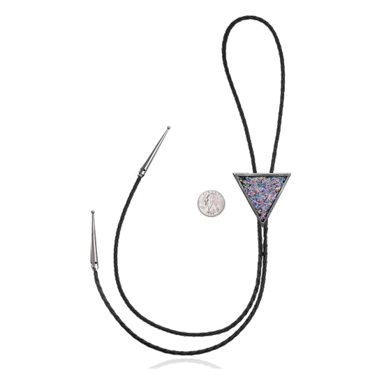 Arrowhead .925 Sterling Silver Handmade Navajo Native American Chip Inlay Opal Bolo Tie 34329 Arrowhead .925 Sterling Silver Handmade Navajo Native American Chip Inlay Opal Bolo Tie 34329