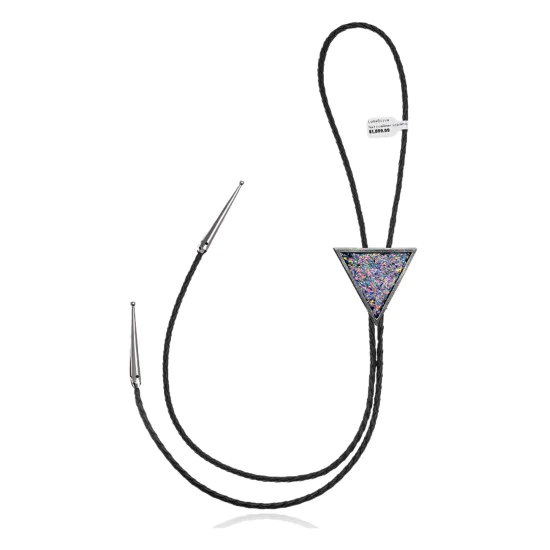 Arrowhead .925 Sterling Silver Handmade Navajo Native American Chip Inlay Opal Bolo Tie 34329 Arrowhead .925 Sterling Silver Handmade Navajo Native American Chip Inlay Opal Bolo Tie 34329